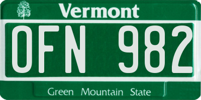 VT license plate OFN982