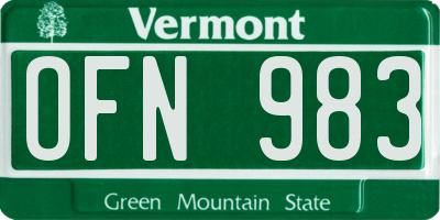 VT license plate OFN983