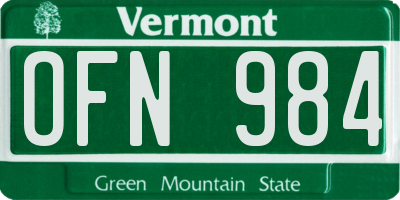 VT license plate OFN984