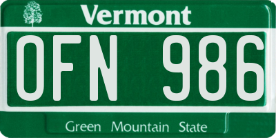 VT license plate OFN986