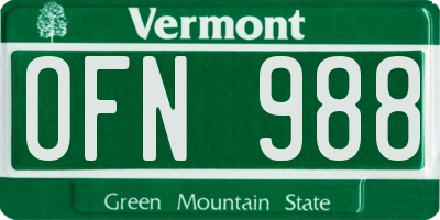 VT license plate OFN988