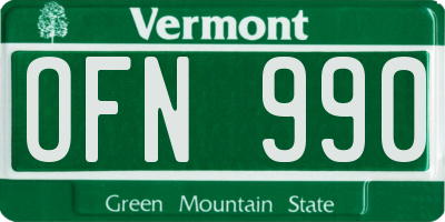VT license plate OFN990