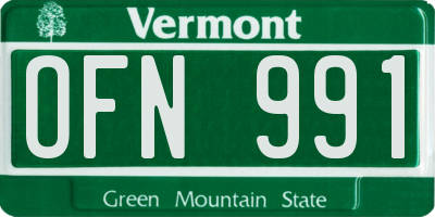 VT license plate OFN991