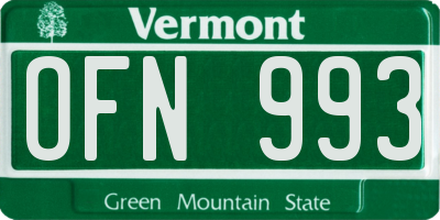 VT license plate OFN993