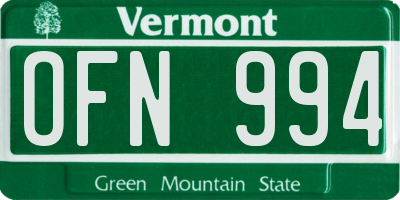 VT license plate OFN994