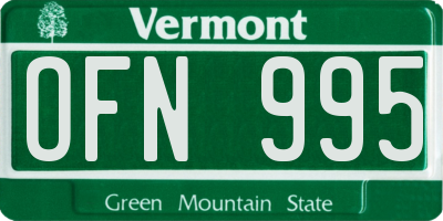 VT license plate OFN995