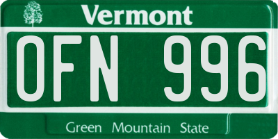 VT license plate OFN996