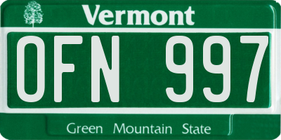 VT license plate OFN997