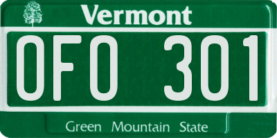 VT license plate OFO301