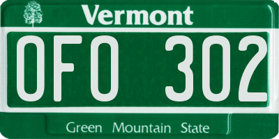 VT license plate OFO302