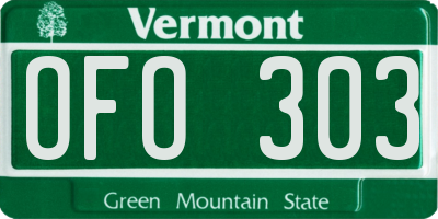 VT license plate OFO303