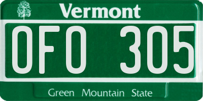 VT license plate OFO305