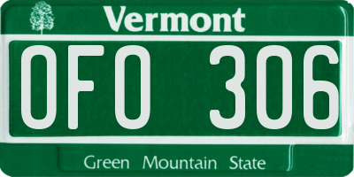 VT license plate OFO306
