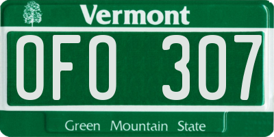 VT license plate OFO307