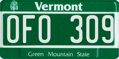 VT license plate OFO309
