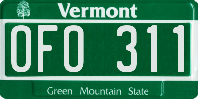 VT license plate OFO311
