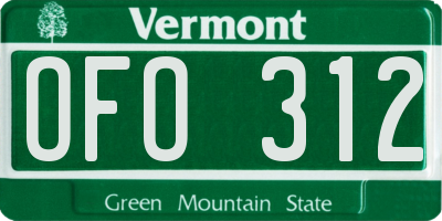 VT license plate OFO312