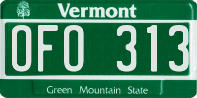 VT license plate OFO313