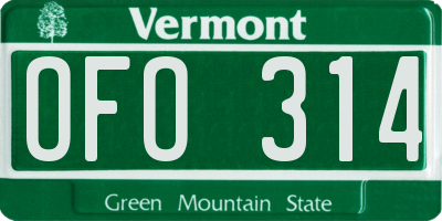 VT license plate OFO314