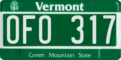VT license plate OFO317