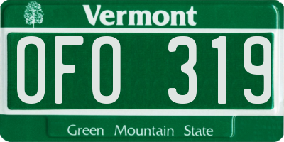 VT license plate OFO319
