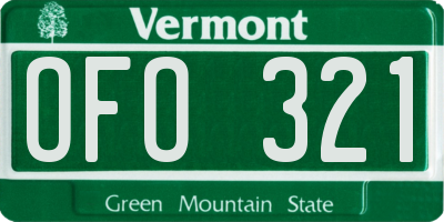 VT license plate OFO321