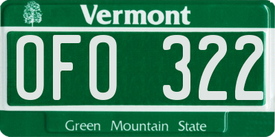 VT license plate OFO322