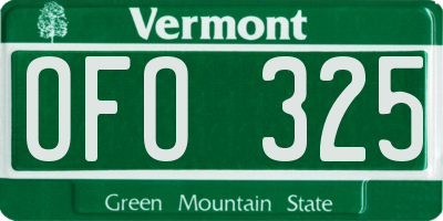 VT license plate OFO325