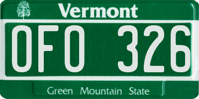 VT license plate OFO326