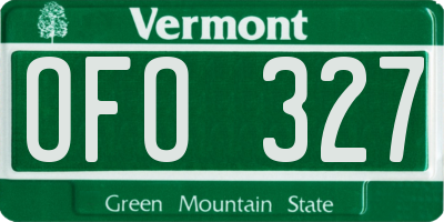 VT license plate OFO327