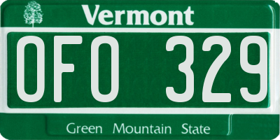 VT license plate OFO329