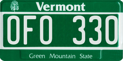 VT license plate OFO330