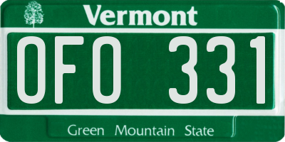 VT license plate OFO331