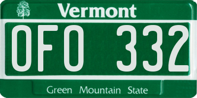 VT license plate OFO332