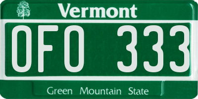 VT license plate OFO333