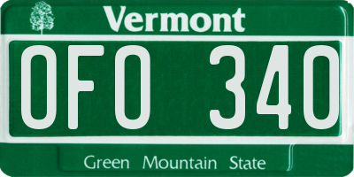 VT license plate OFO340