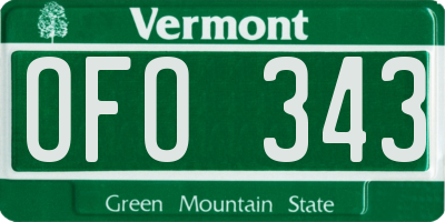 VT license plate OFO343