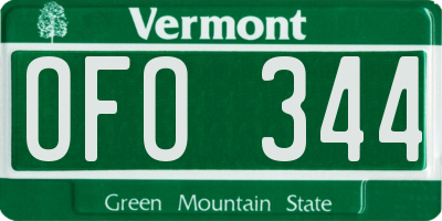 VT license plate OFO344