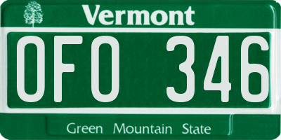VT license plate OFO346