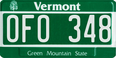 VT license plate OFO348