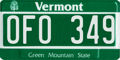 VT license plate OFO349