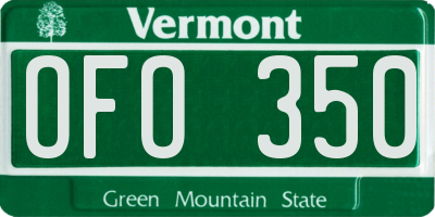 VT license plate OFO350