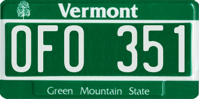 VT license plate OFO351