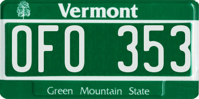 VT license plate OFO353
