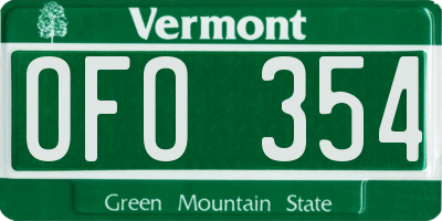 VT license plate OFO354