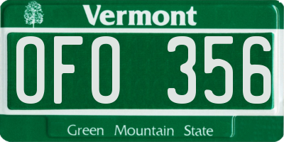 VT license plate OFO356