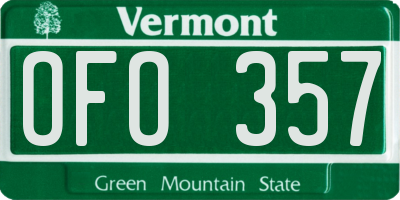 VT license plate OFO357