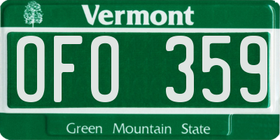 VT license plate OFO359