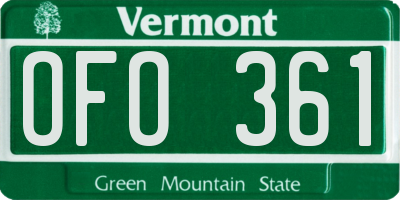VT license plate OFO361