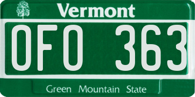 VT license plate OFO363